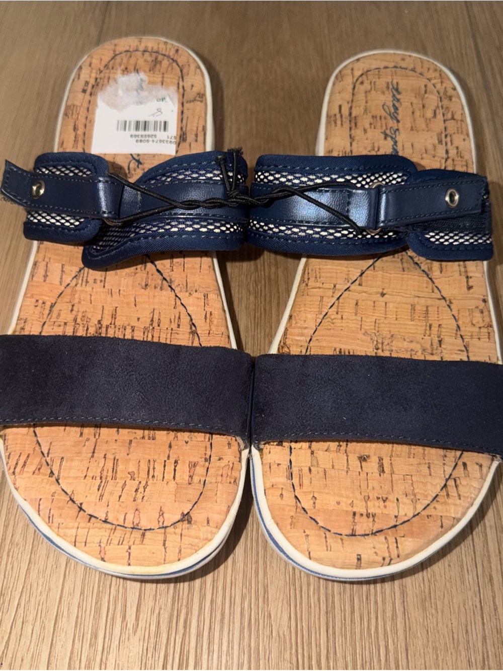 Easy Spirit Nautical Navy Blue Adjustable Slide Sandals Size 8 Med NEW